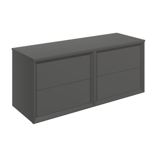 Seluna 1210mm Wall Hung 4 Drawer Basin Unit Run & Top - Matt Clay