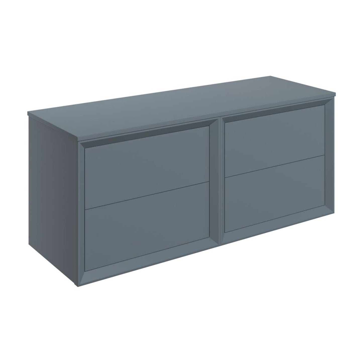Seluna 1210mm Wall Hung 4 Drawer Basin Unit Run & Top - Matt Storm Blue