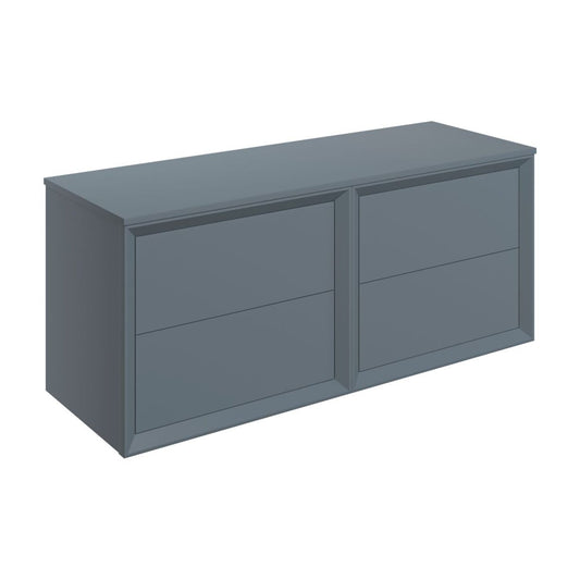 Seluna 1210mm Wall Hung 4 Drawer Basin Unit Run & Top - Matt Storm Blue