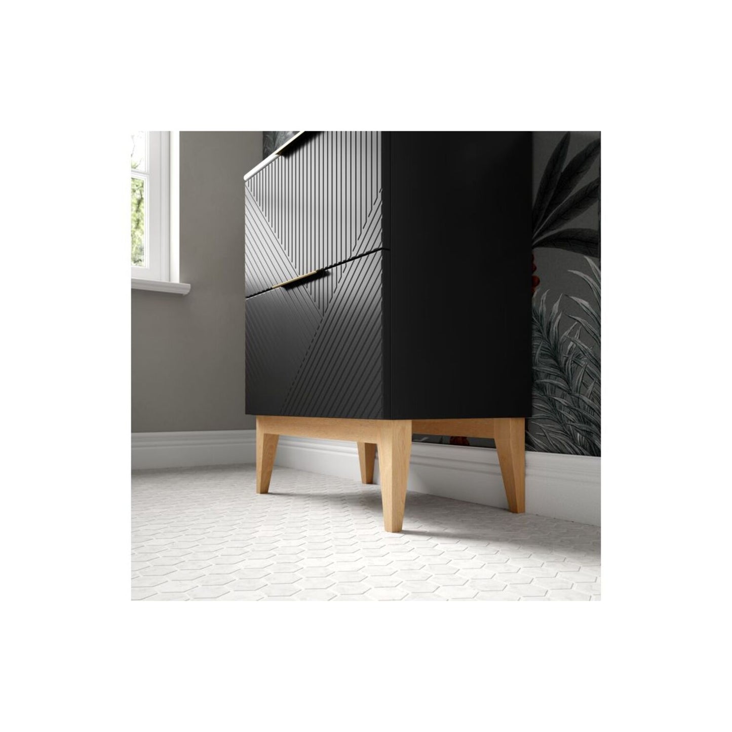 Orvella 615mm Floor Standing 2 Drawer Basin Unit & Basin - Matt Graphite Grey