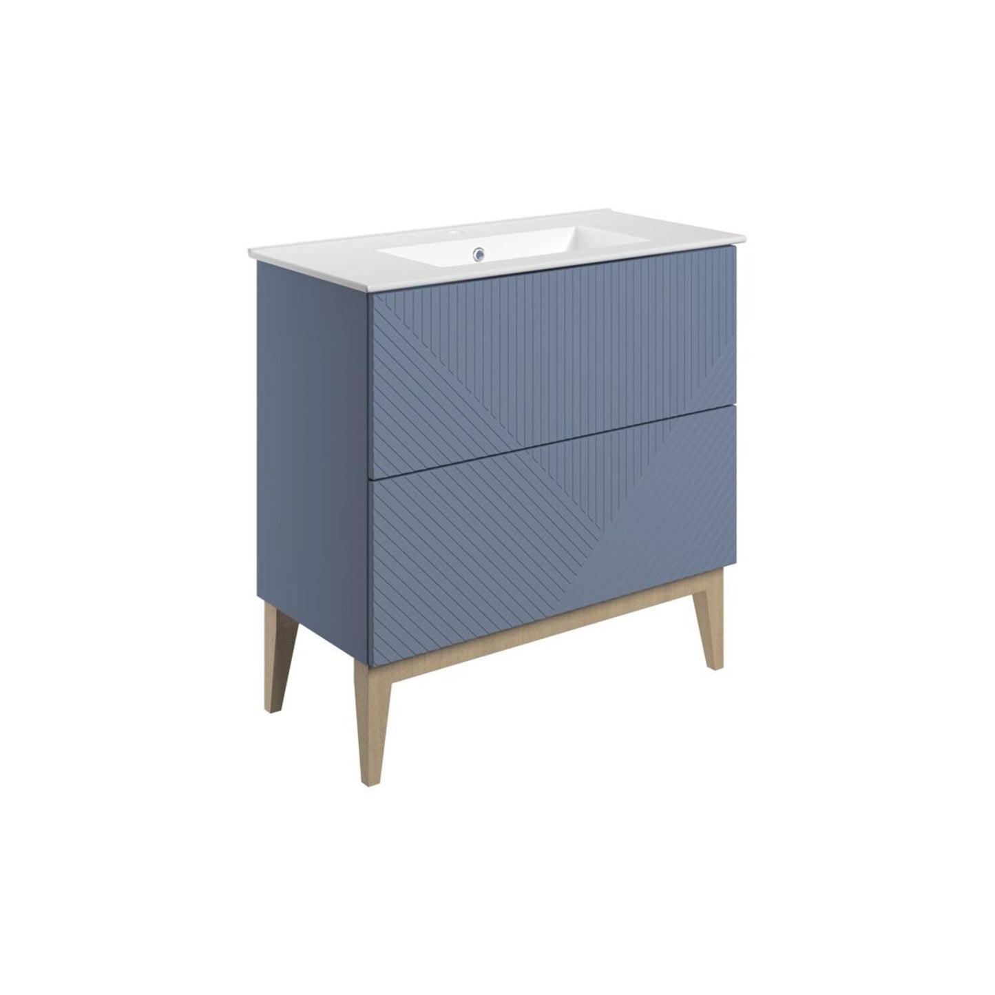 Orvella 815mm Floor Standing 2 Drawer Basin Unit & Basin - Matt Smoke Blue
