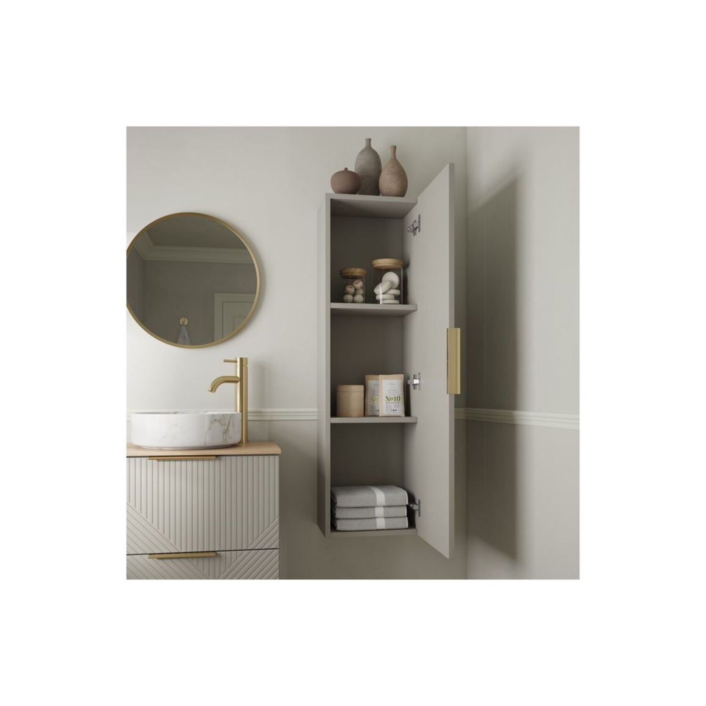 Orvella 815mm Floor Standing 2 Drawer Basin Unit & Basin - Matt Oat