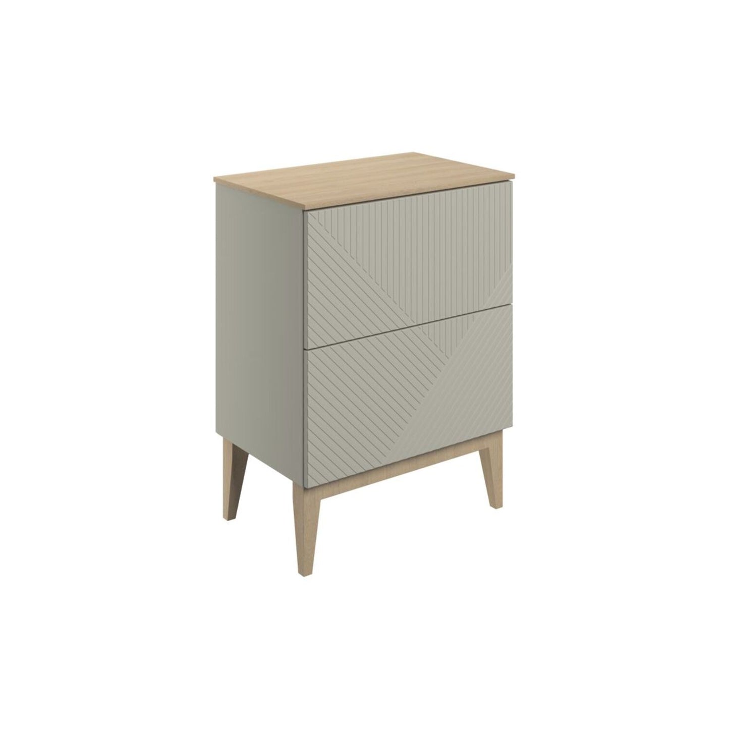 Orvella 610mm Floor Standing 2 Drawer Basin Unit & Maple Oak Effect Worktop - Matt Oat