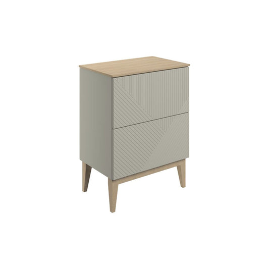 Orvella 610mm Floor Standing 2 Drawer Basin Unit & Maple Oak Effect Worktop - Matt Oat