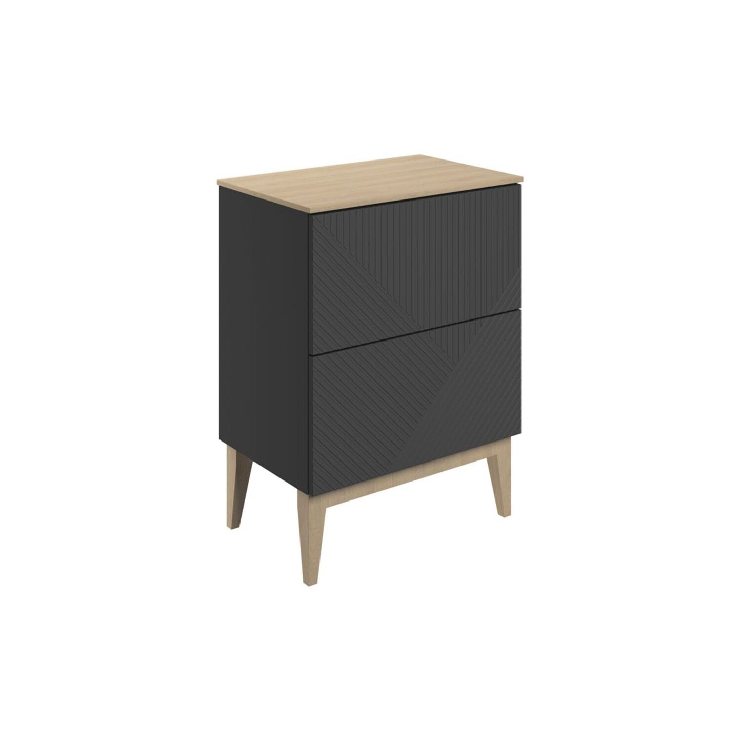 Orvella 610mm Floor Standing 2 Drawer Basin Unit & Maple Oak Effect Worktop - Matt Graphite Grey
