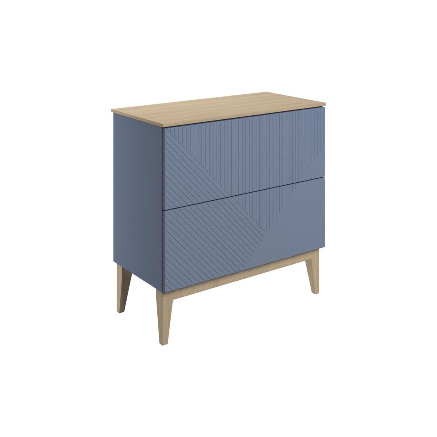 Orvella 810mm Floor Standing 2 Drawer Basin Unit & Maple Oak Effect Worktop - Matt Smoke Blue