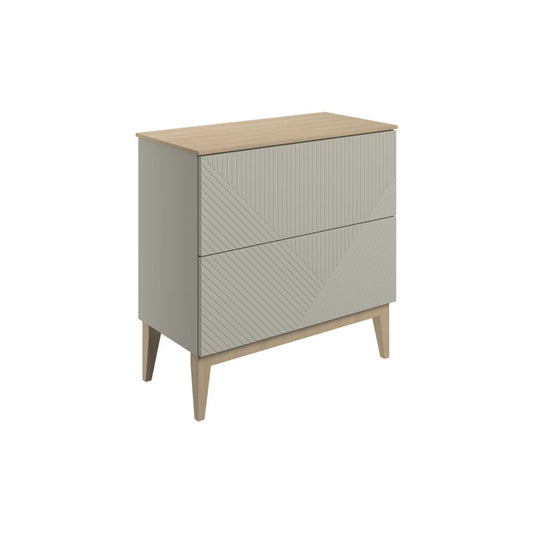 Orvella 810mm Floor Standing 2 Drawer Basin Unit & Maple Oak Effect Worktop - Matt Oat