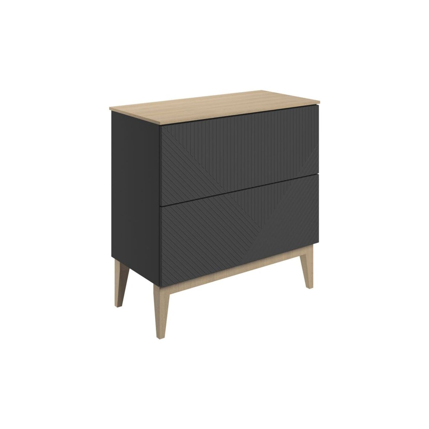 Orvella 810mm Floor Standing 2 Drawer Basin Unit & Maple Oak Effect Worktop - Matt Graphite Grey