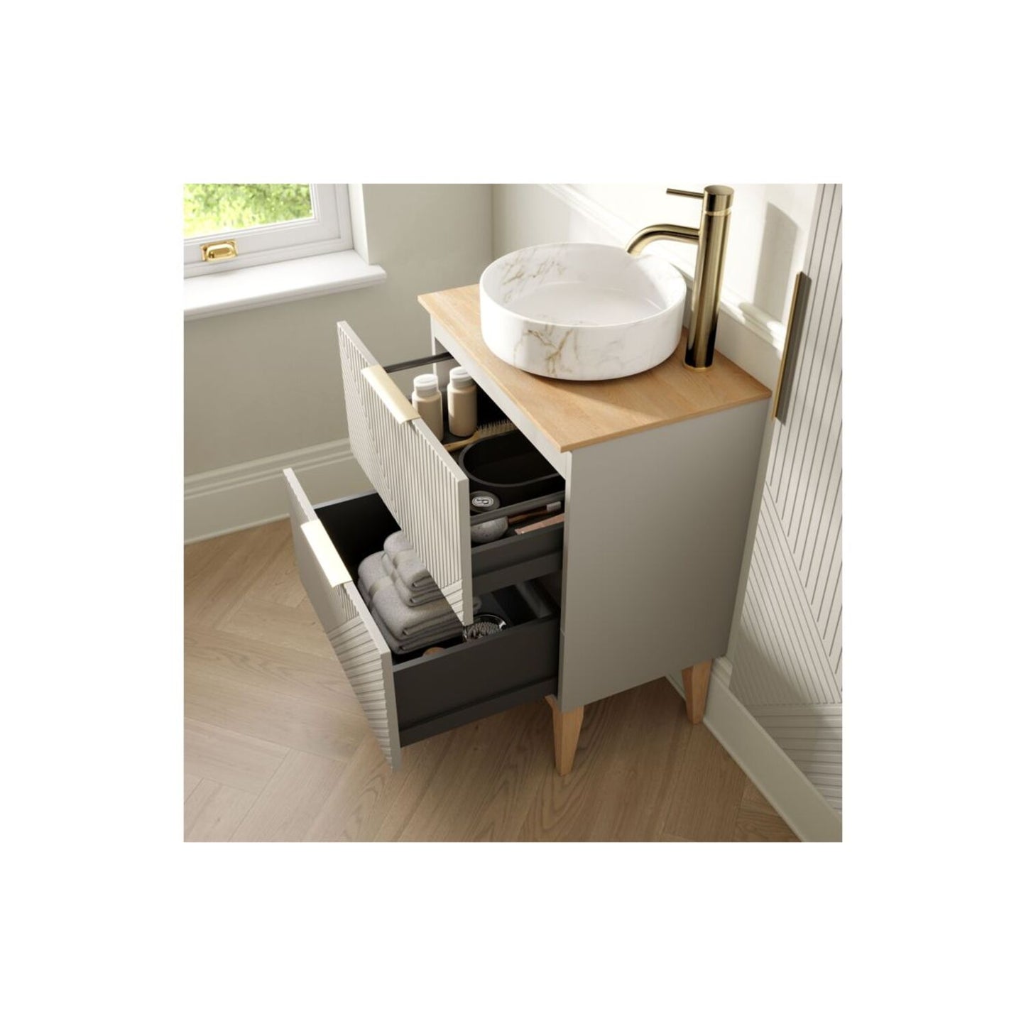 Orvella 350mm Wall Hung 1 Door Tall Unit - Matt Oat