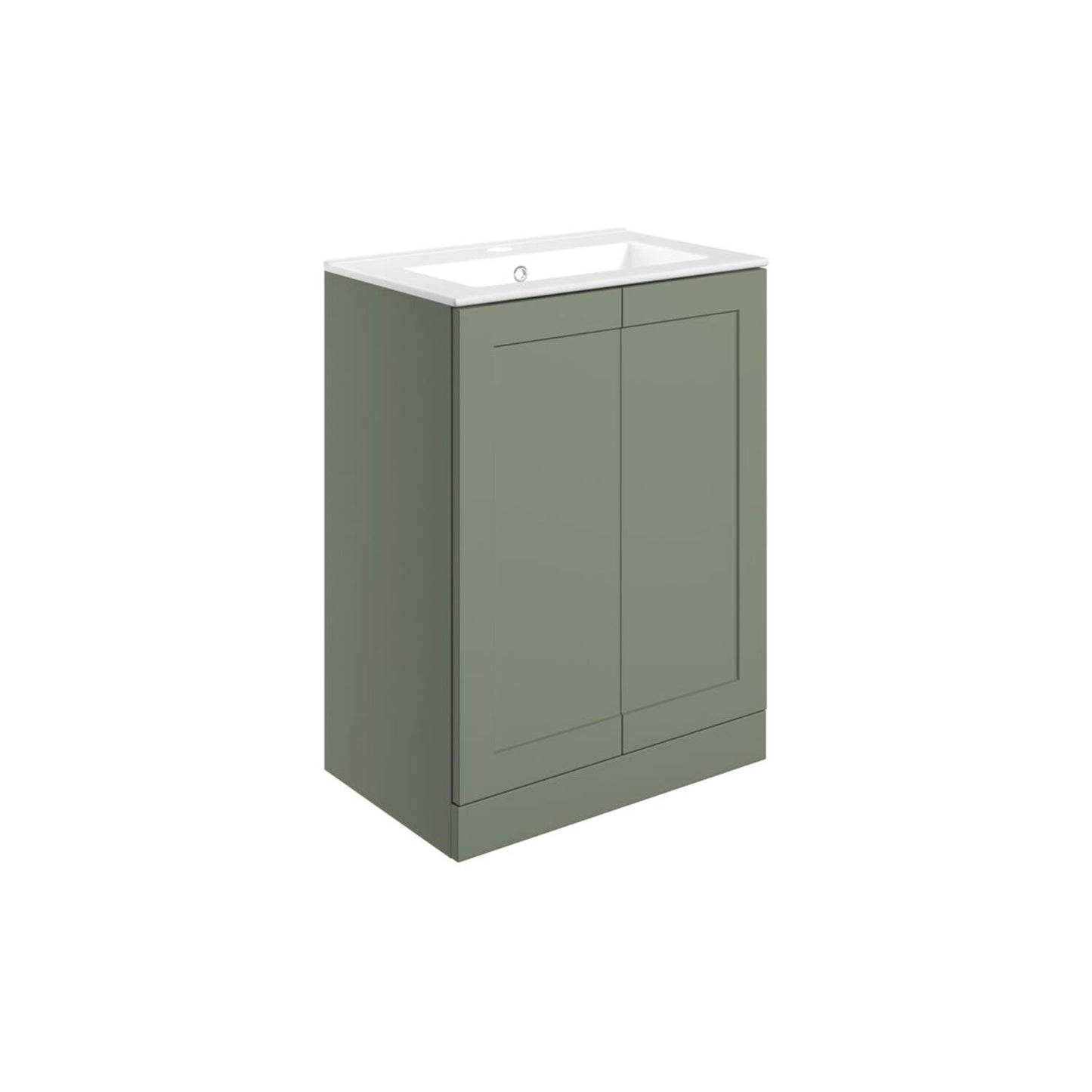 Pellora 615mm Floor Standing 2 Door Basin Unit & Basin - Matt Reed Green