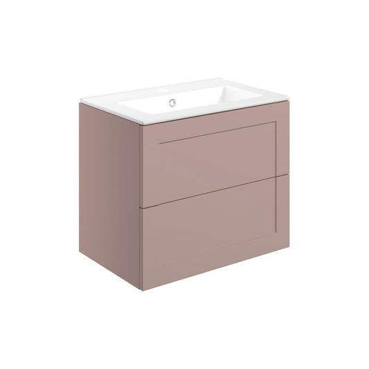 Pellora 615mm Wall Hung 2 Drawer Basin Unit & Basin - Matt Peony