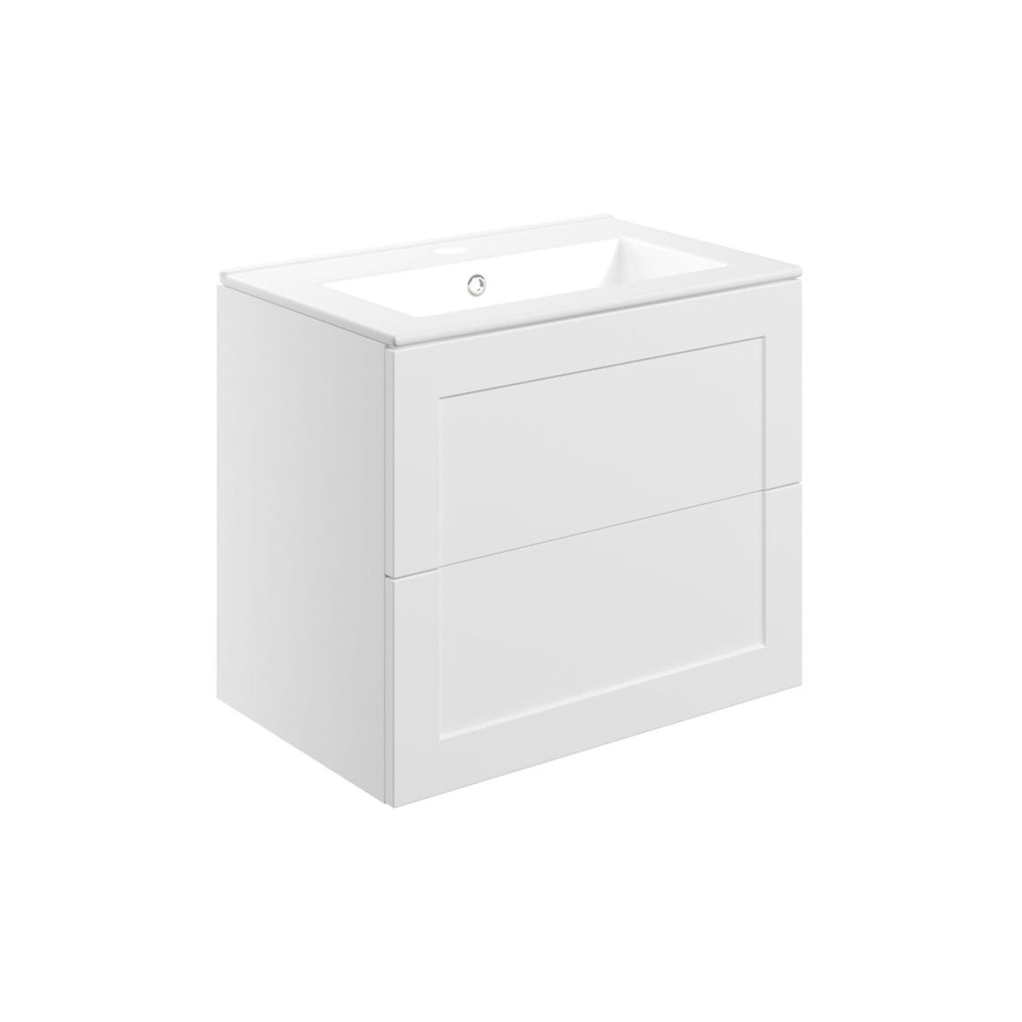 Pellora 615mm Wall Hung 2 Drawer Basin Unit & Basin - Matt White
