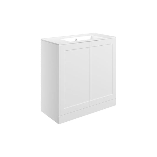 Pellora 815mm Floor Standing 2 Door Basin Unit & Basin - Matt White
