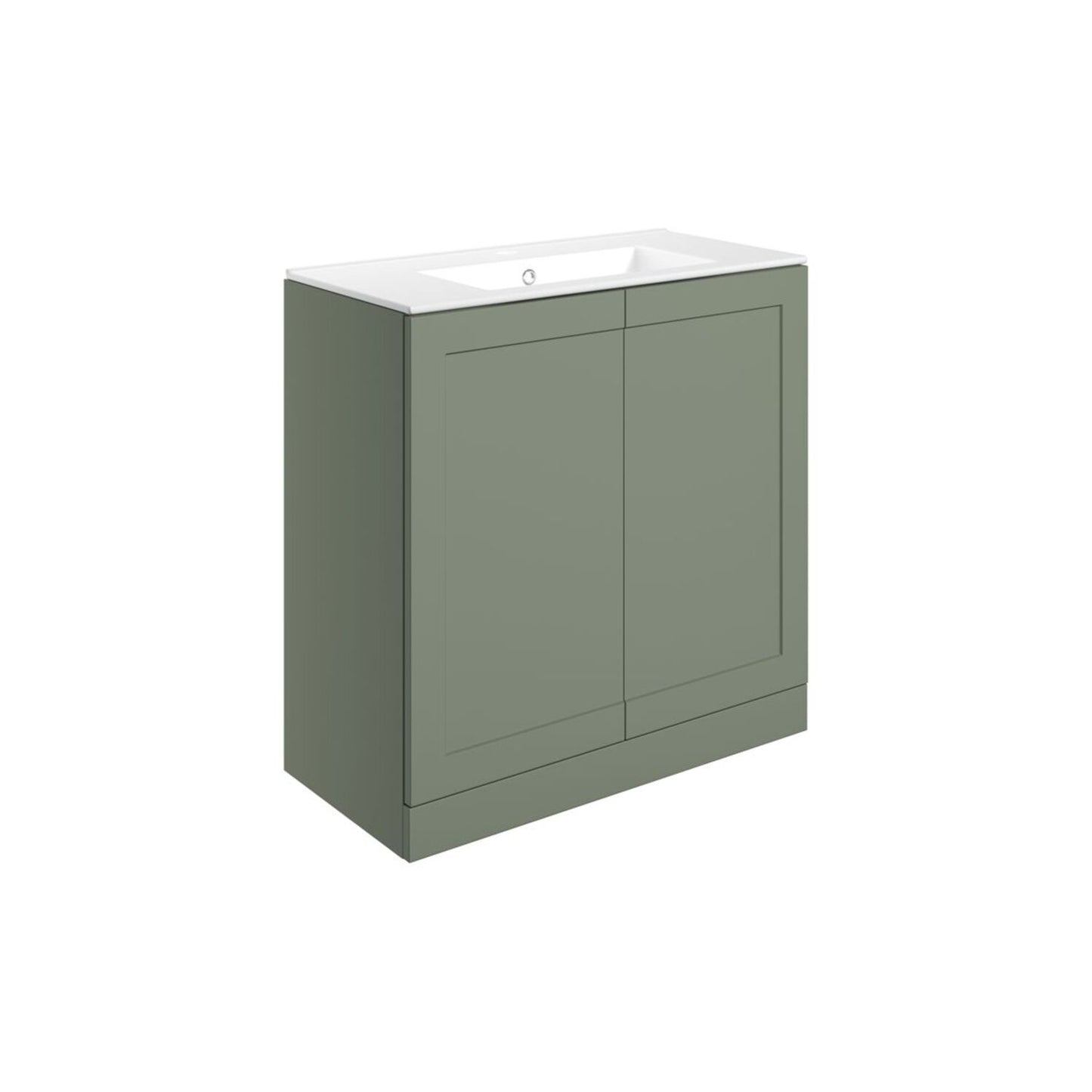 Pellora 815mm Floor Standing 2 Door Basin Unit & Basin - Matt Reed Green