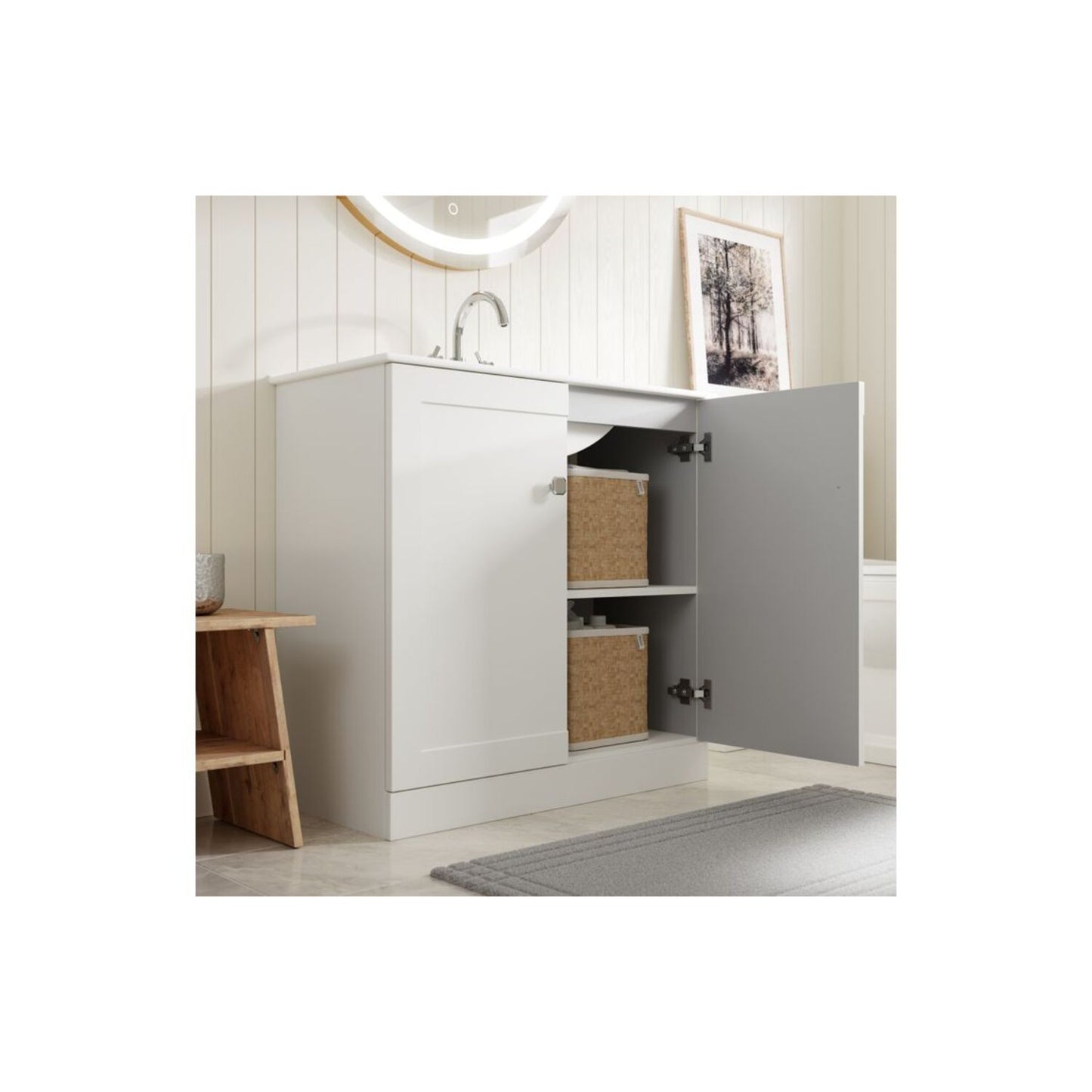 Pellora 300mm Wall Hung 1 Door Tall Unit - Matt White