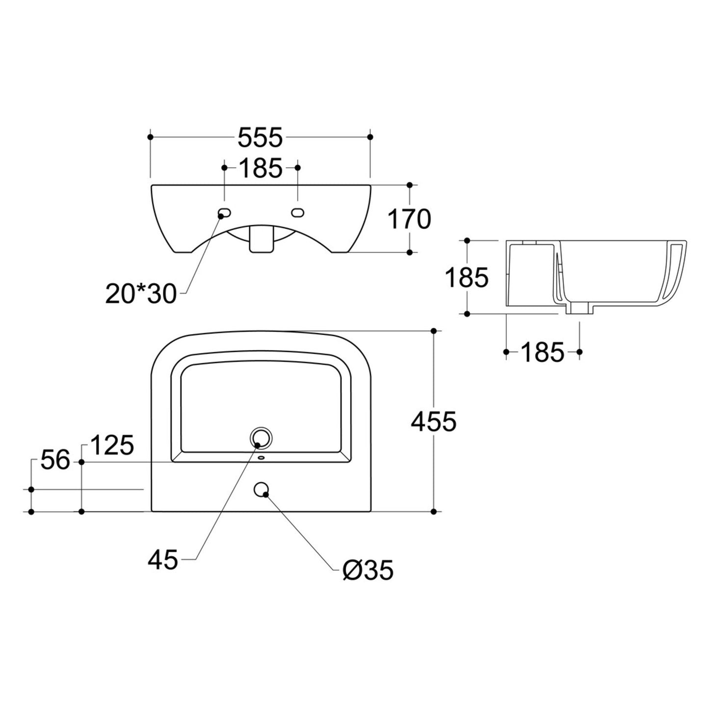 Calmea Cloakroom Basin & Bottle Trap