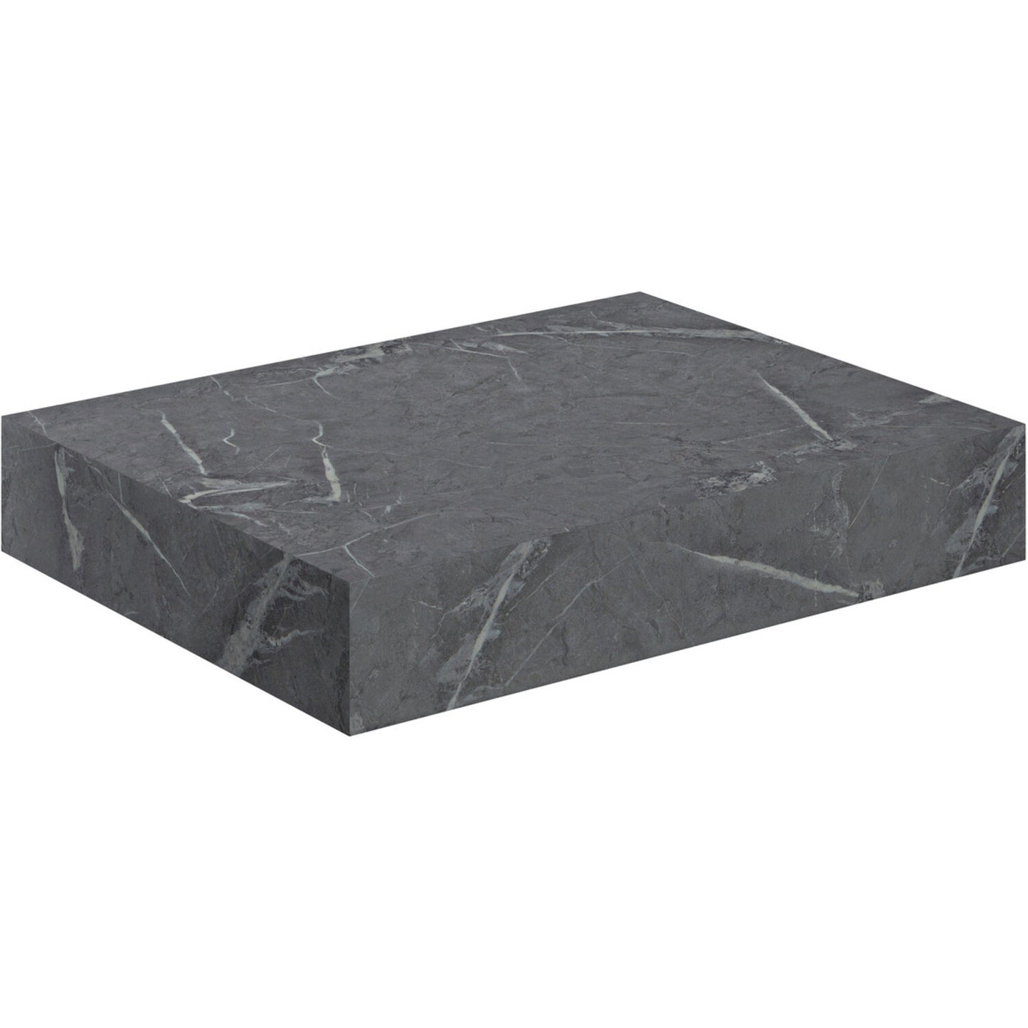 Quelora 600mm Wall Hung Grey Marble Basin Shelf & Brushed Bronze Bottle Trap
