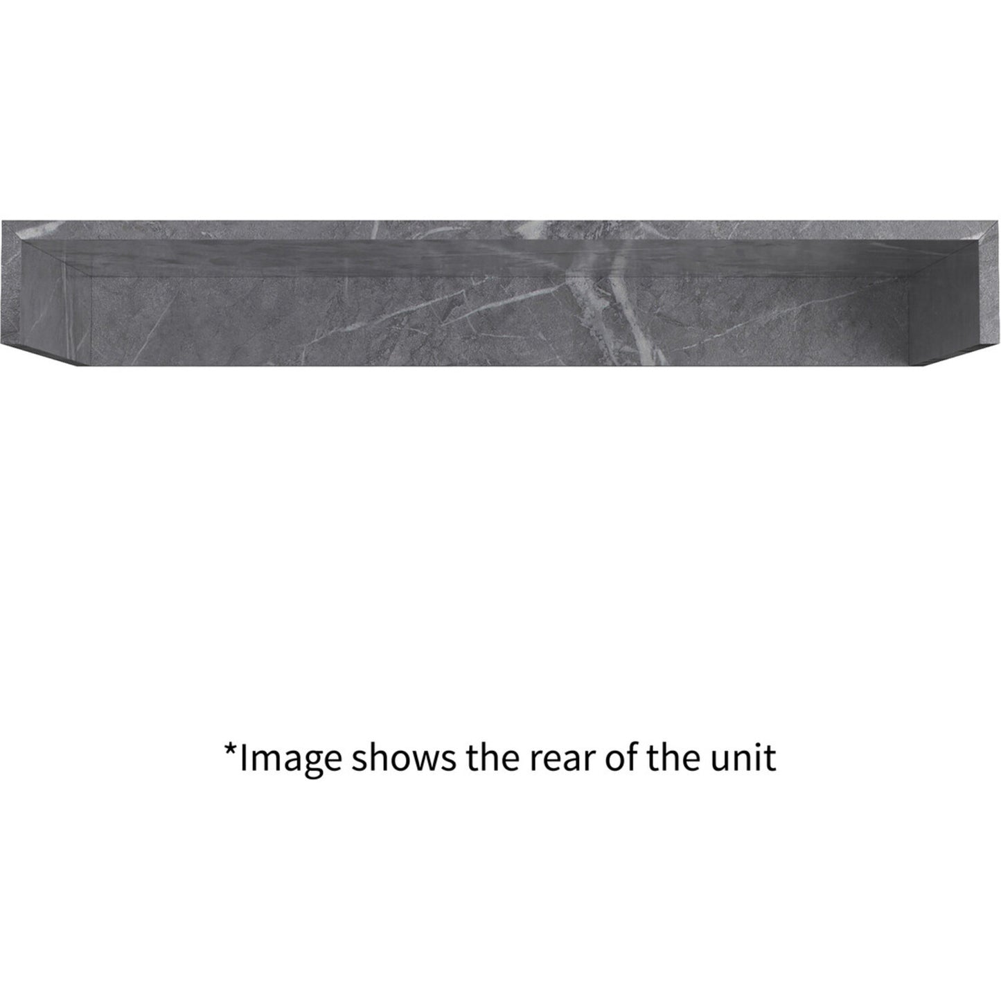Quelora 600mm Wall Hung Grey Marble Basin Shelf & Brushed Bronze Bottle Trap