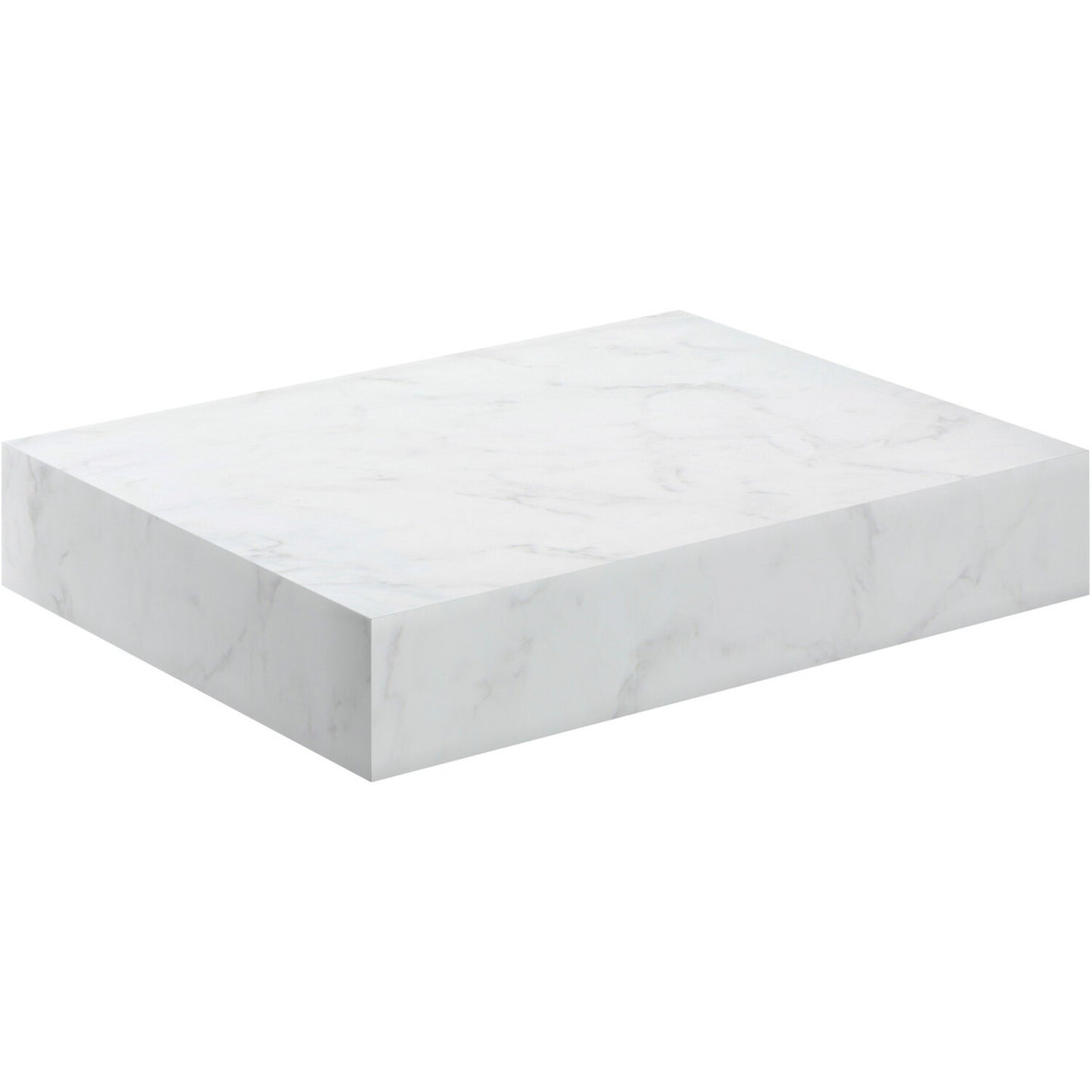 Quelora 600mm Wall Hung White Marble Basin Shelf & Brushed Bronze Bottle Trap