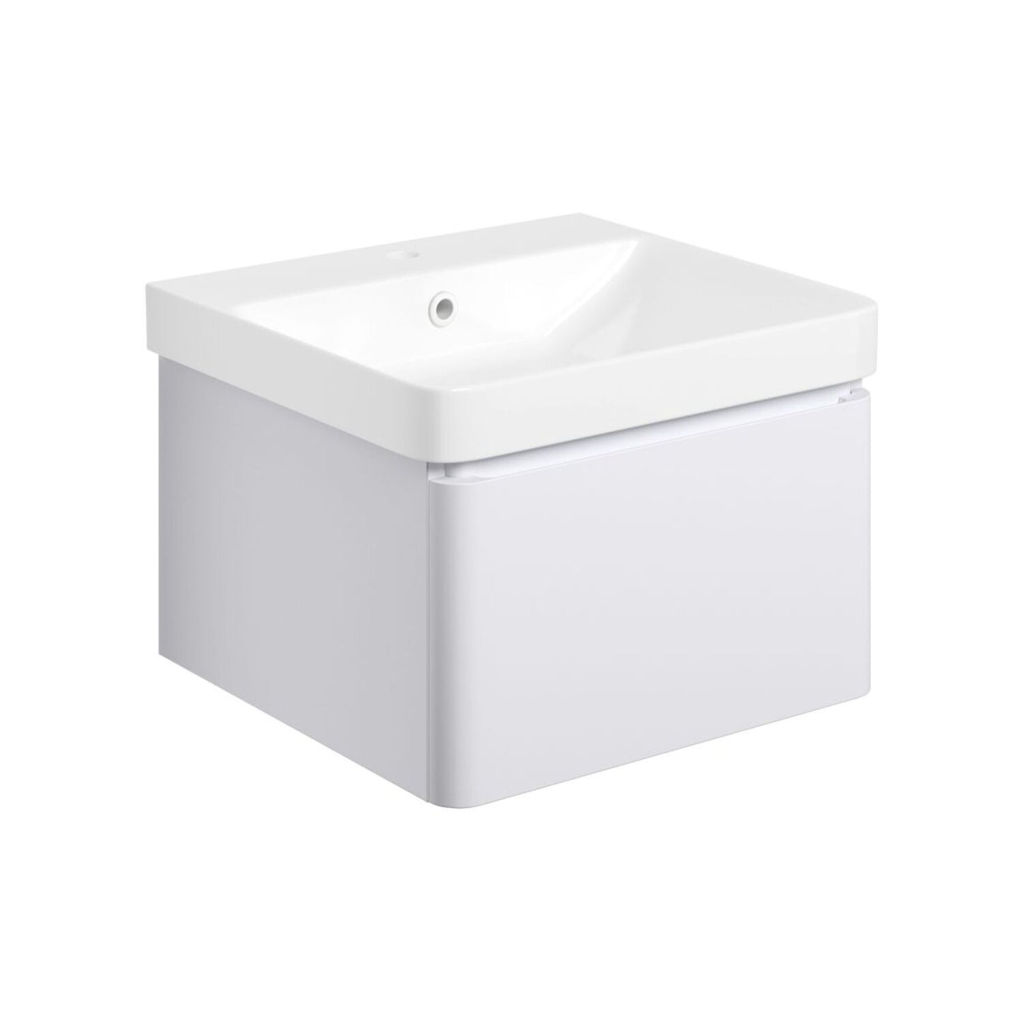 Cavaya 500mm Wall Hung 1 Drawer Basin Unit & Basin - Matt White