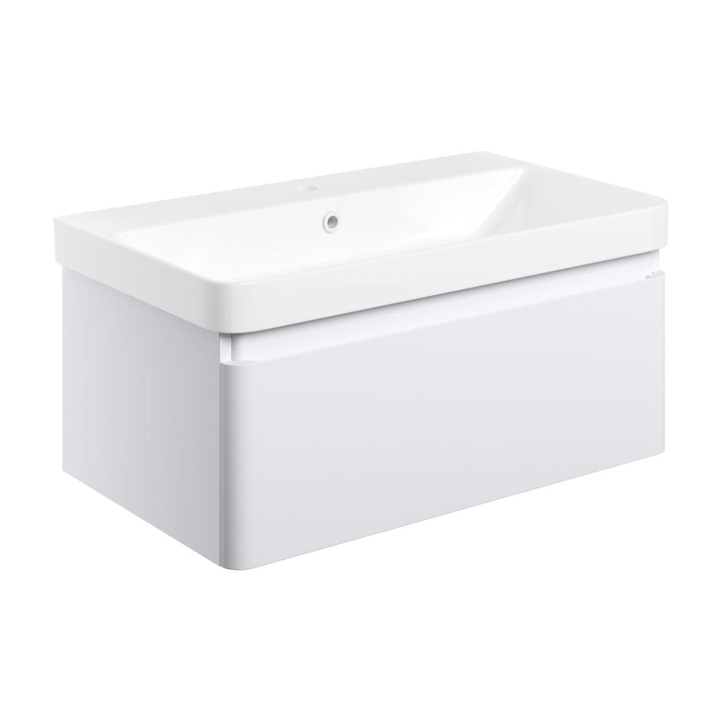 Cavaya 805mm Wall Hung 1 Drawer Basin Unit & Basin - Matt White
