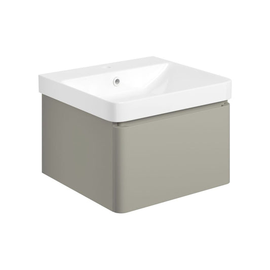 Cavaya 500mm Wall Hung 1 Drawer Basin Unit & Basin - Matt Latte