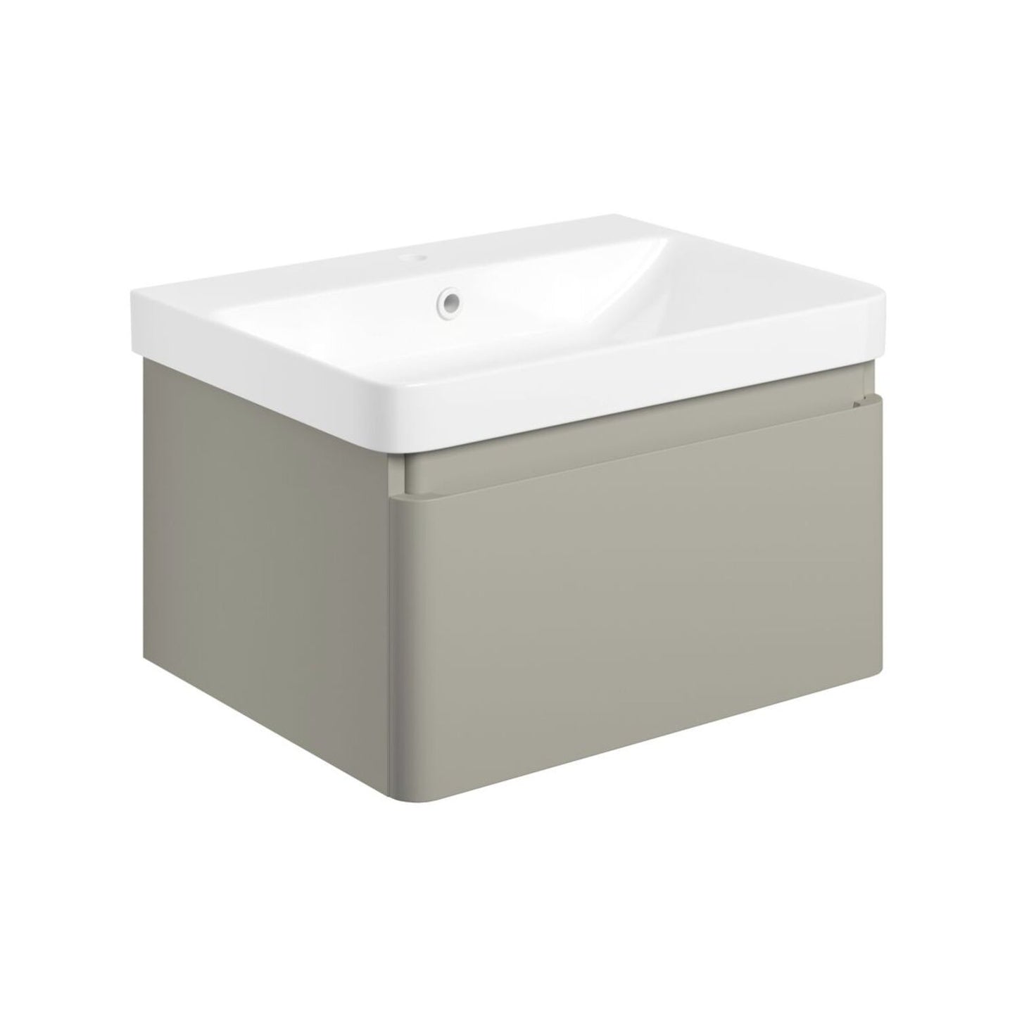 Cavaya 605mm Wall Hung 1 Drawer Basin Unit & Basin - Matt Latte