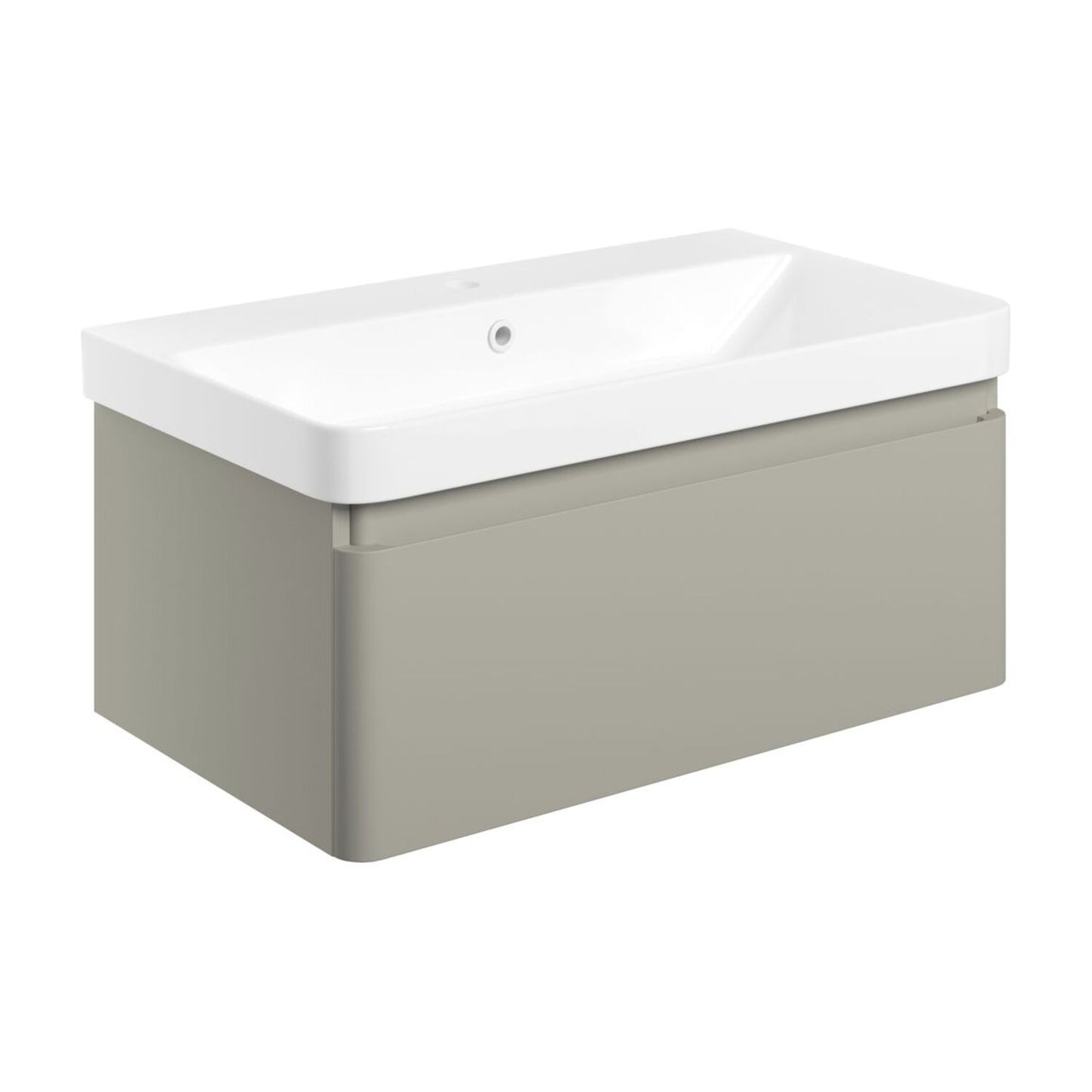Cavaya 805mm Wall Hung 1 Drawer Basin Unit & Basin - Matt Latte