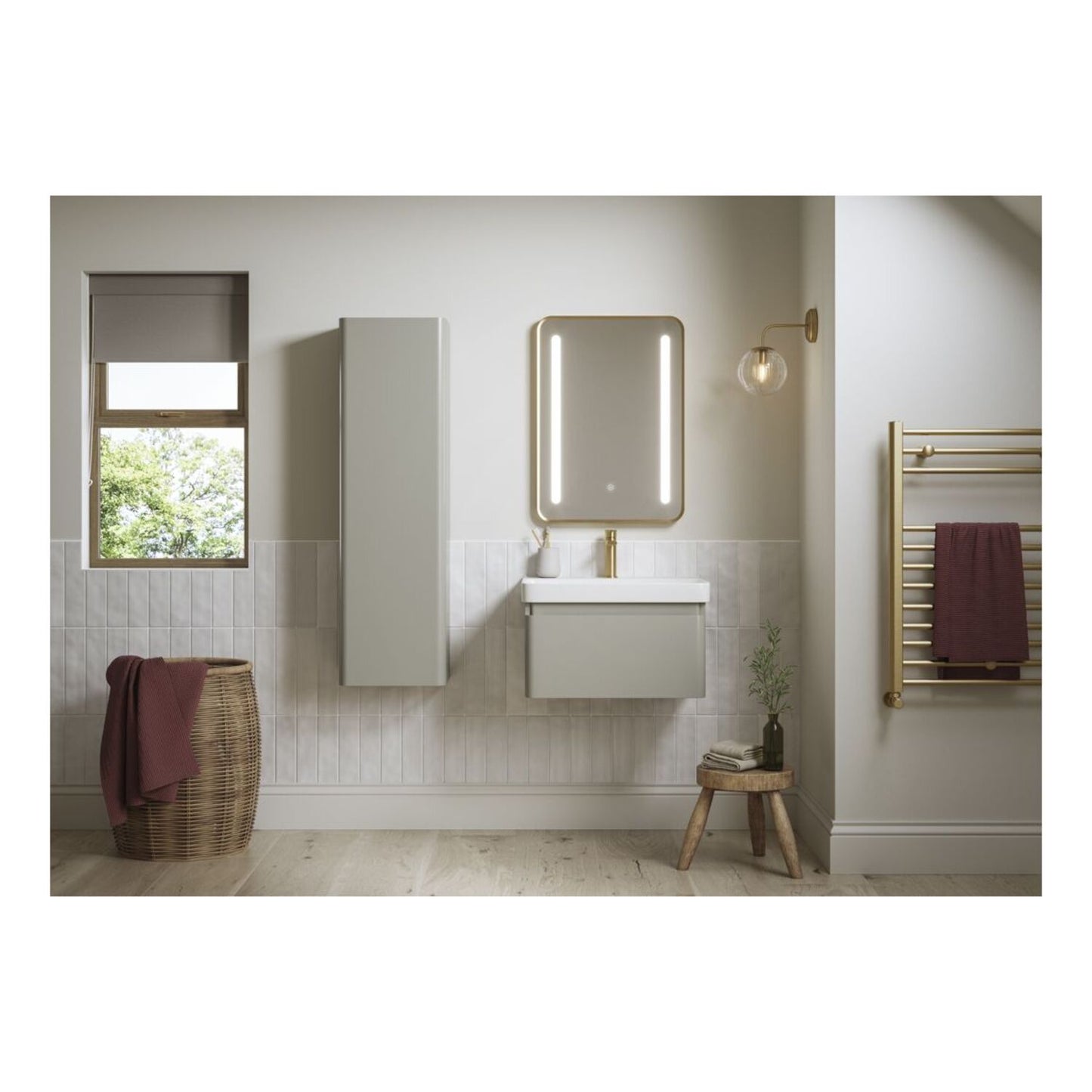 Cavaya 805mm Wall Hung 1 Drawer Basin Unit & Basin - Matt Latte
