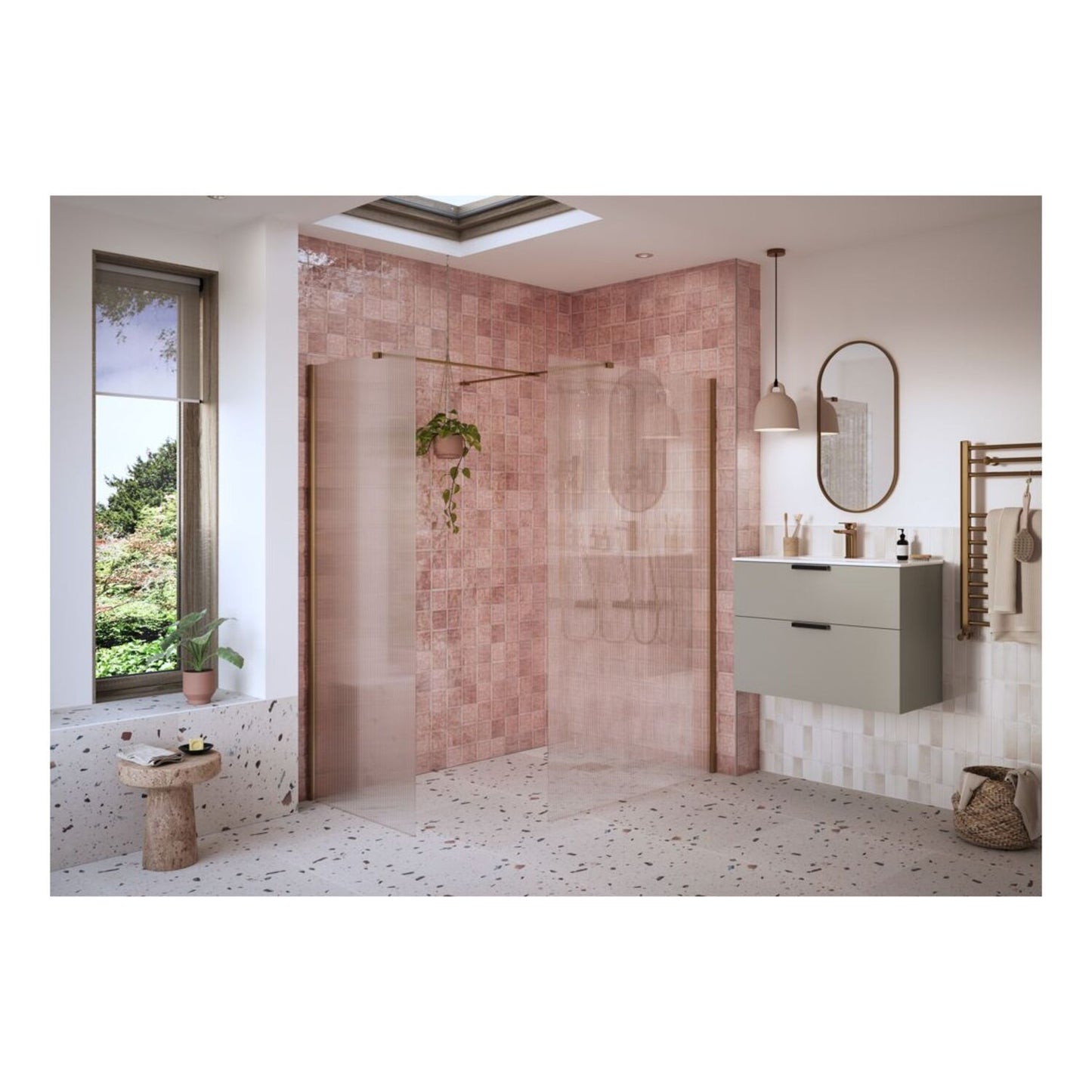 Nuvata Fluted Wetroom Panel & Side Panel Arm