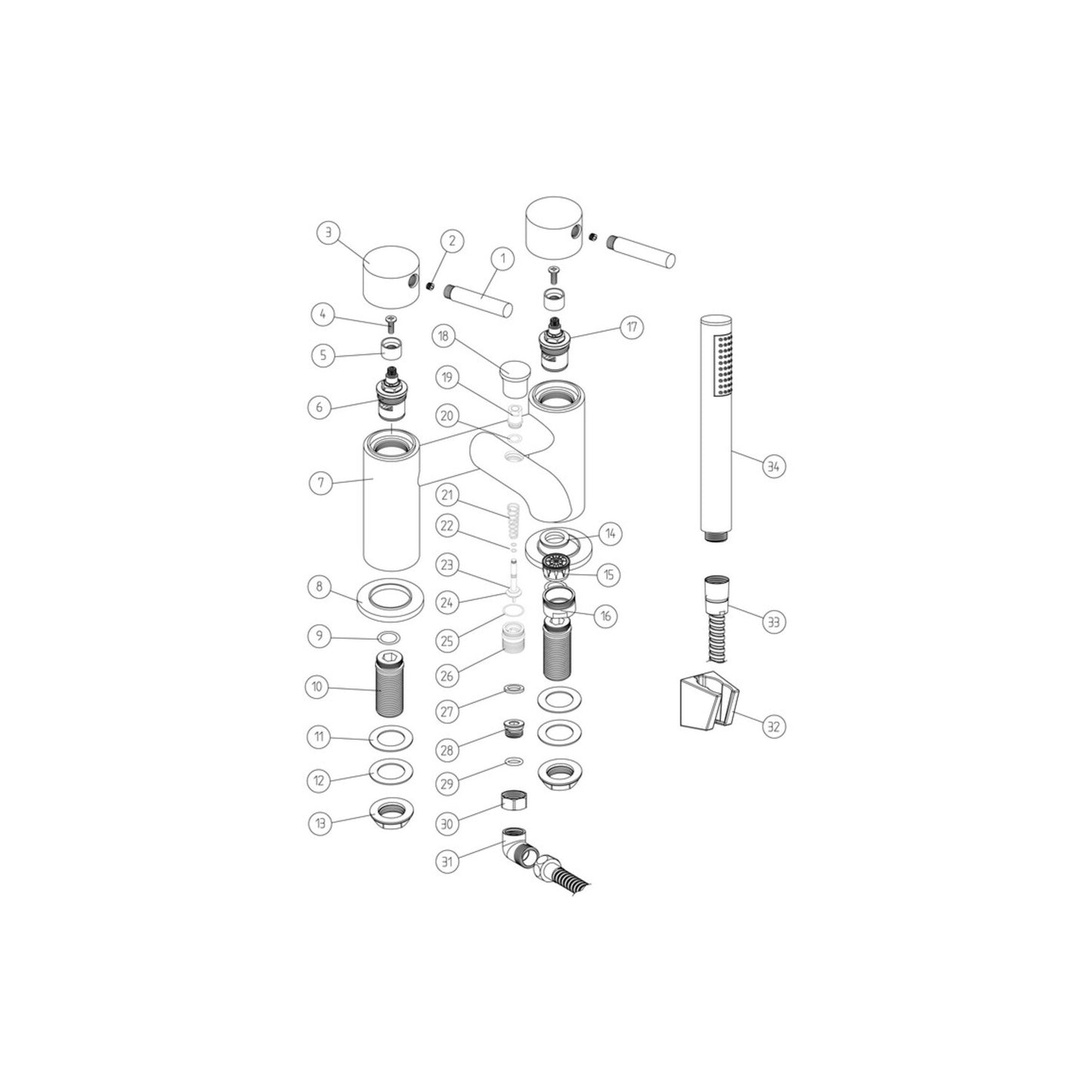 Pirell Bath/Shower Mixer & Bracket
