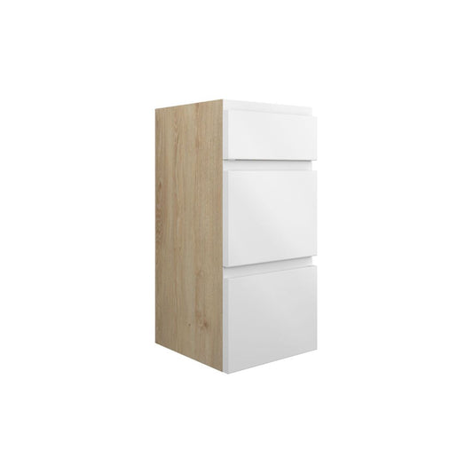 Evara 300mm Standard 3 Drawer Unit - White Gloss (Oak Cab)