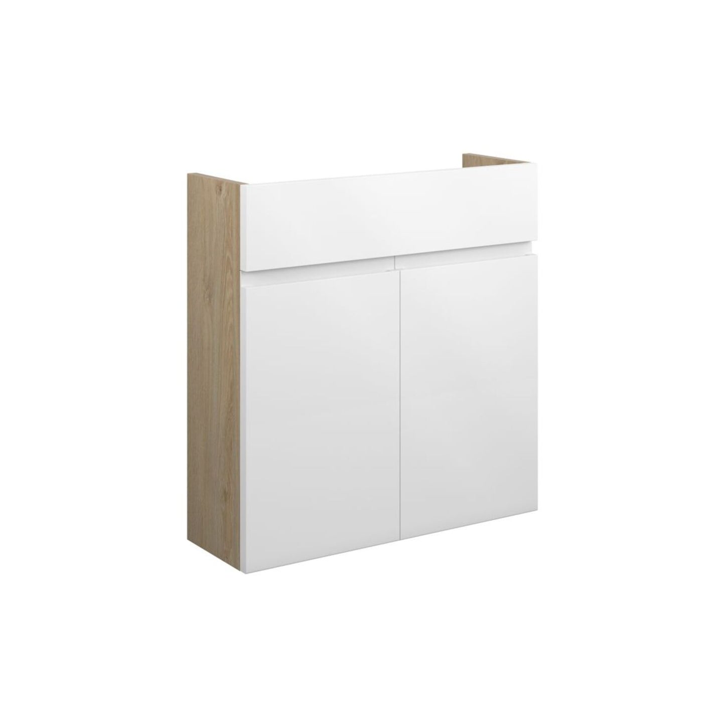 Evara 600mm Slim Basin Unit - White Gloss (Oak Cab)