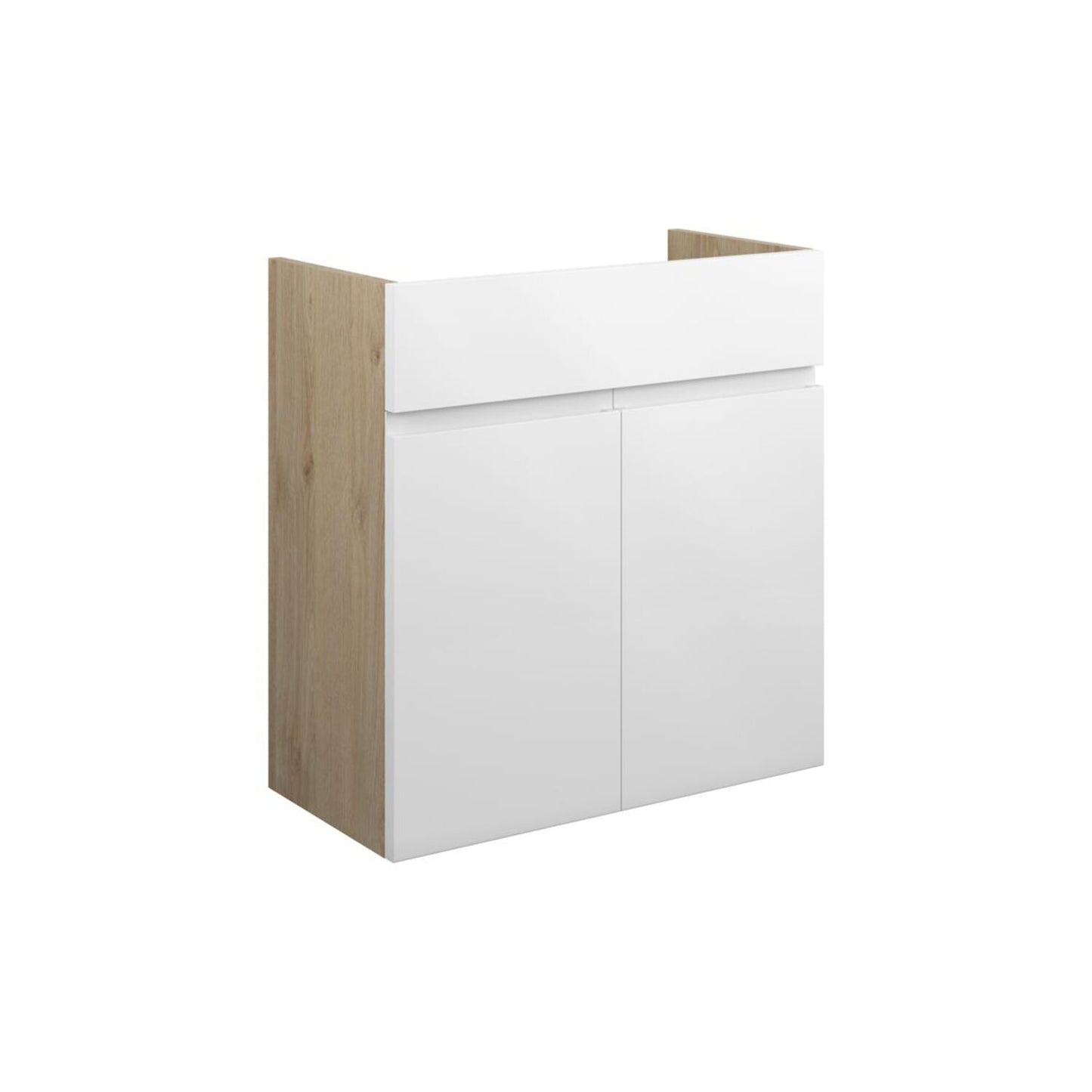 Evara 600mm Standard Basin Unit - White Gloss (Oak Cab)
