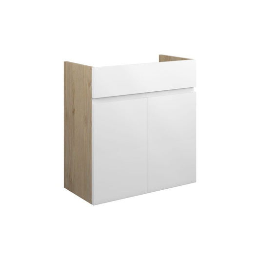 Evara 600mm Standard Basin Unit - White Gloss (Oak Cab)