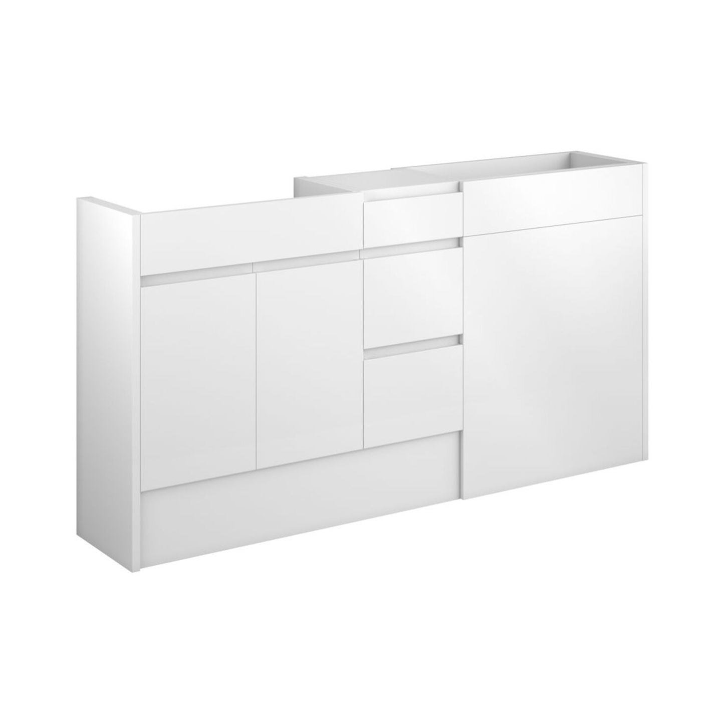 Evara 1536mm Standard Basin WC & 3 Drawer Unit Pack - White Gloss (Oak Cab)