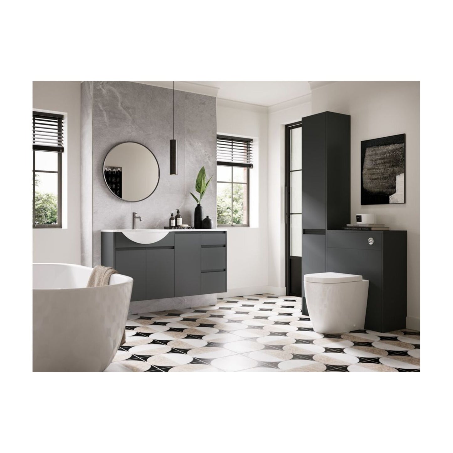 Evara 500mm Standard WC Unit - Matt Graphite Grey (Oak Cab)