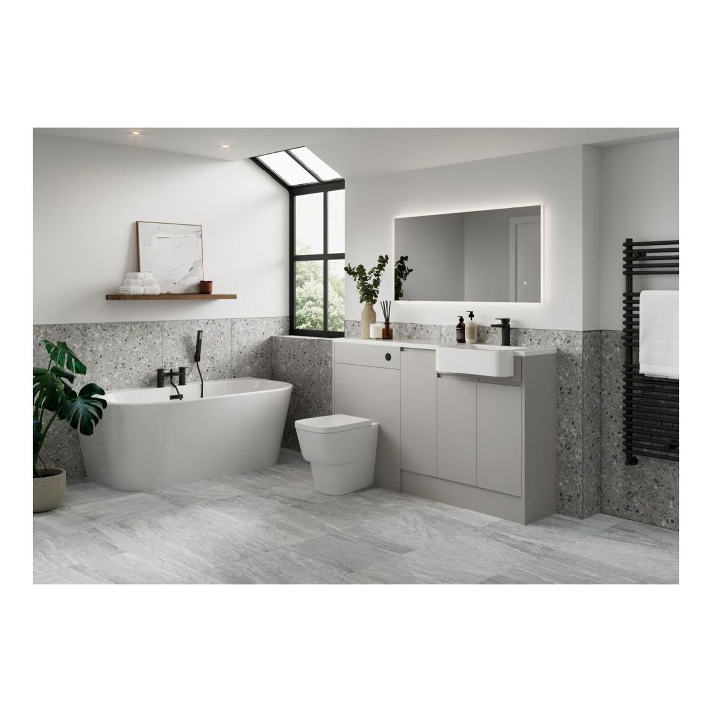 Evara 300mm Slim Base Unit - Matt Dove Grey (Oak Cab)