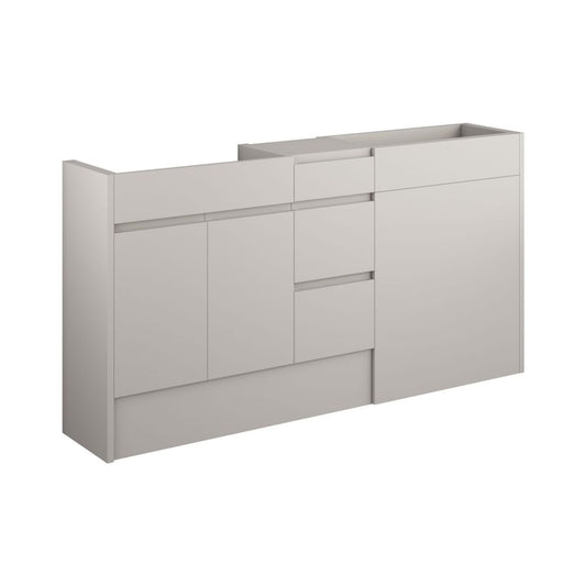 Evara 1536mm Standard Basin WC & 3 Drawer Unit Pack - Matt Dove Grey (Grey Cab)
