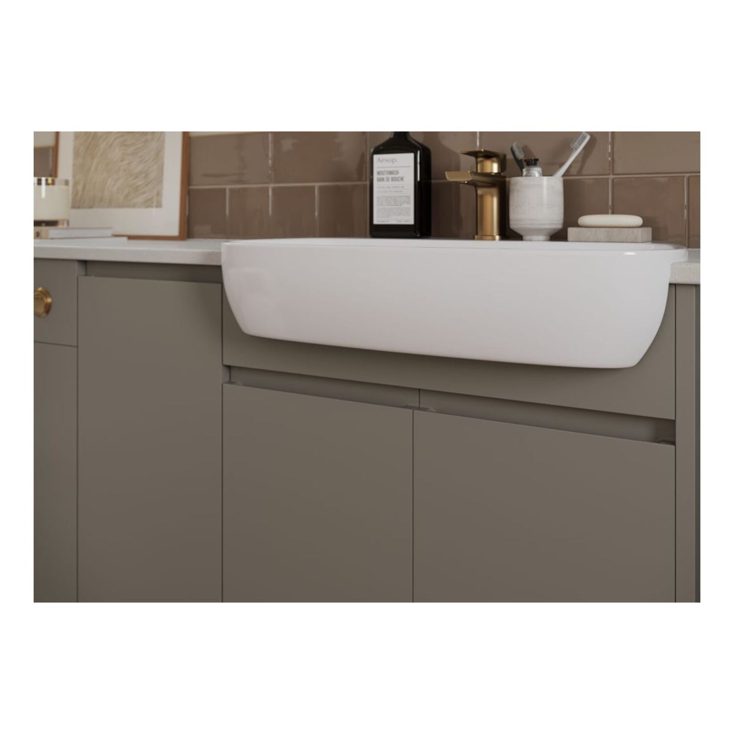 Evara 1536mm Standard Basin WC & 1 Door Unit Pack - Matt Stone (Grey Cab)
