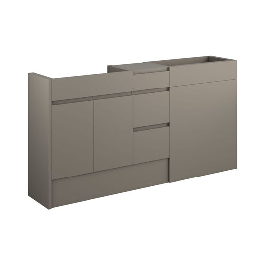 Evara 1536mm Standard Basin WC & 3 Drawer Unit Pack - Matt Stone (Grey Cab)