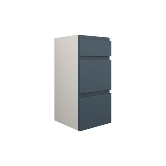 Evara 300mm Standard 3 Drawer Unit - Matt Arley Blue (Grey Cab)