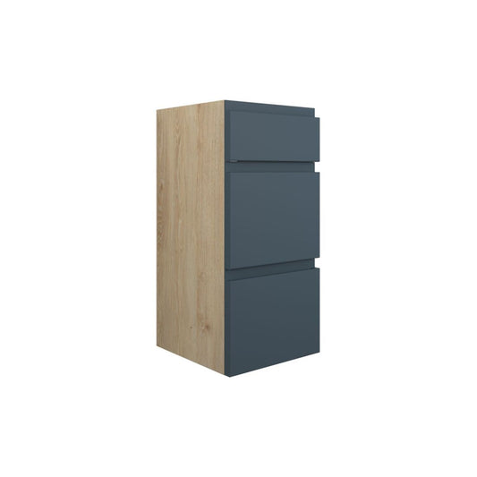 Evara 300mm Standard 3 Drawer Unit - Matt Arley Blue (Oak Cab)