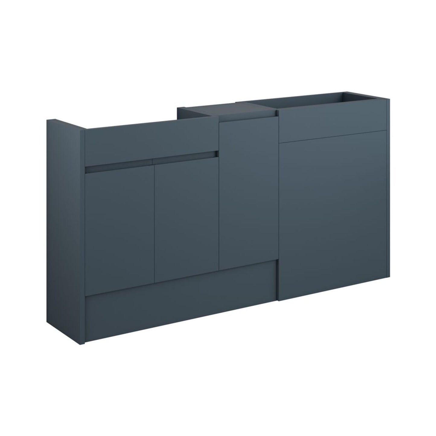 Evara 1536mm Standard Basin WC & 1 Door Unit Pack - Matt Arley Blue (Oak Cab)