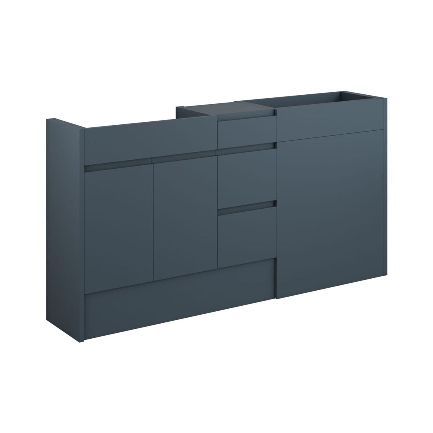 Evara 1536mm Standard Basin WC & 3 Drawer Unit Pack - Matt Arley Blue (Grey Cab)