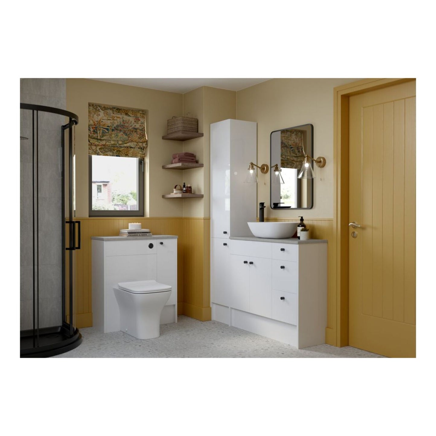 Junari 600mm Standard Basin Unit - White Gloss (Oak Cab)