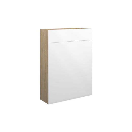 Junari 600mm Slim WC Unit - White Gloss (Oak Cab)