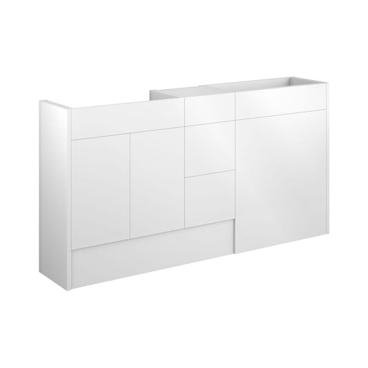 Junari 1536mm Standard Basin WC & 3 Drawer Unit Pack - White Gloss (Grey Cab)