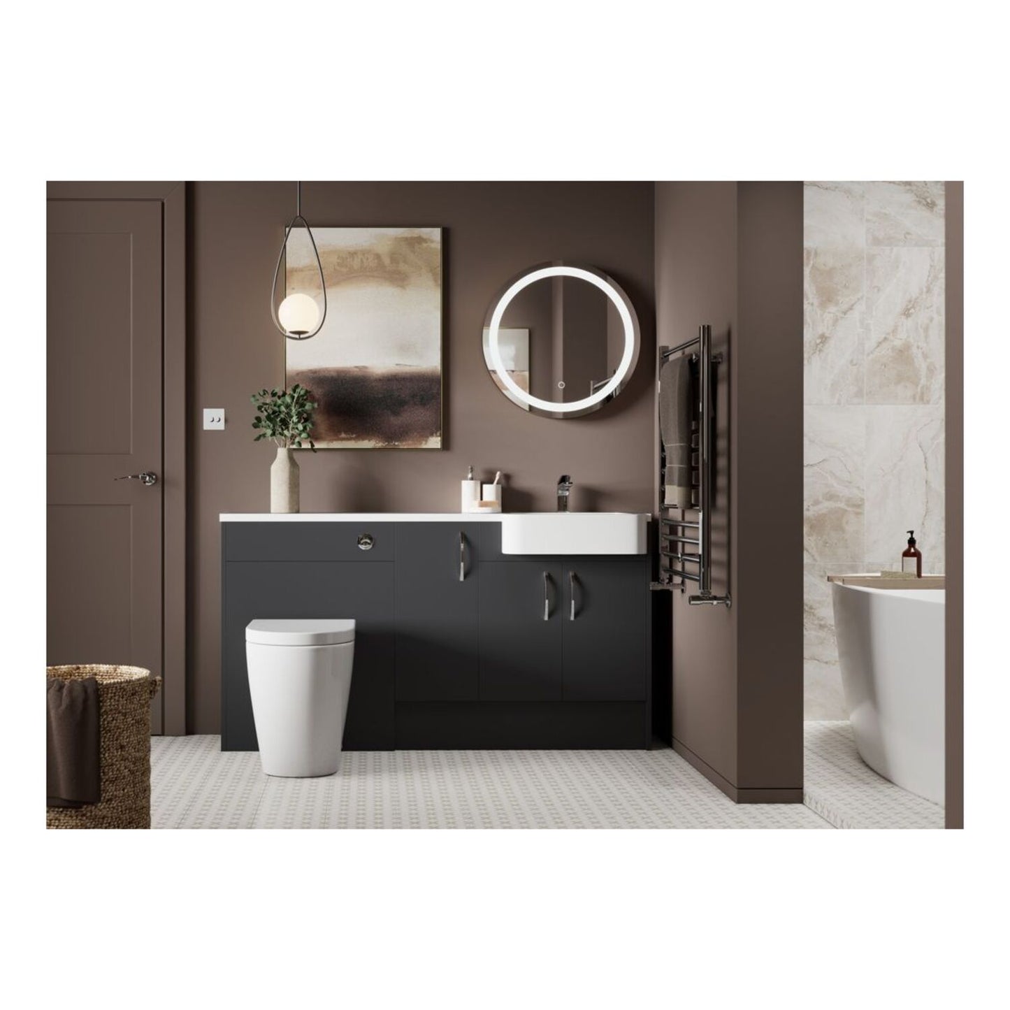 Junari 300mm Standard Base Unit - Matt Graphite Grey (Oak Cab)