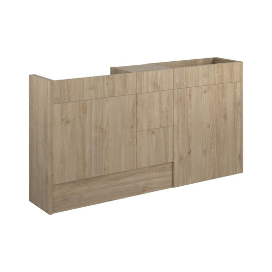 Junari 1536mm Standard Basin WC & 3 Drawer Unit Pack - Havana Oak (Grey Cab)